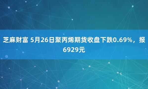 芝麻财富 5月26日聚丙烯期货收盘下跌0.69%，报6929元