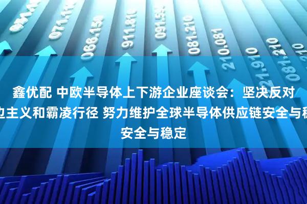 鑫优配 中欧半导体上下游企业座谈会：坚决反对单边主义和霸凌行径 努力维护全球半导体供应链安全与稳定