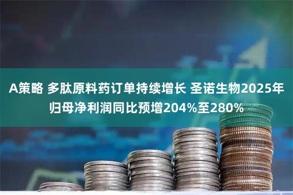 A策略 多肽原料药订单持续增长 圣诺生物2025年归母净利润同比预增204%至280%